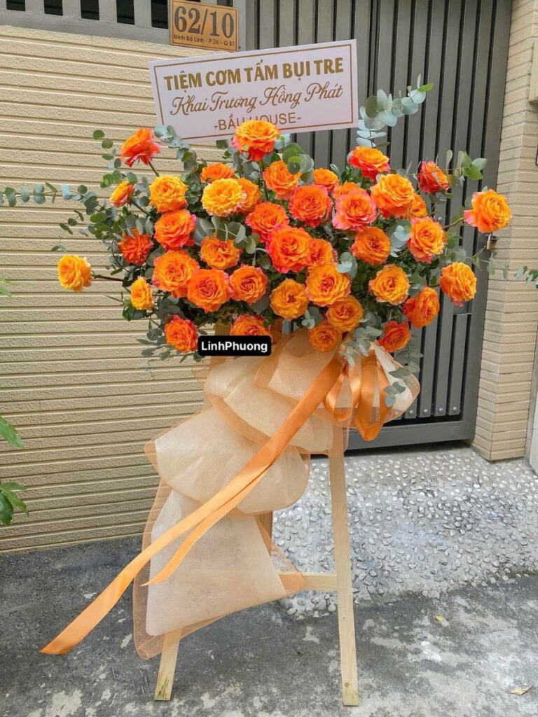 Kệ Hoa Khai Trương Hồng Cam