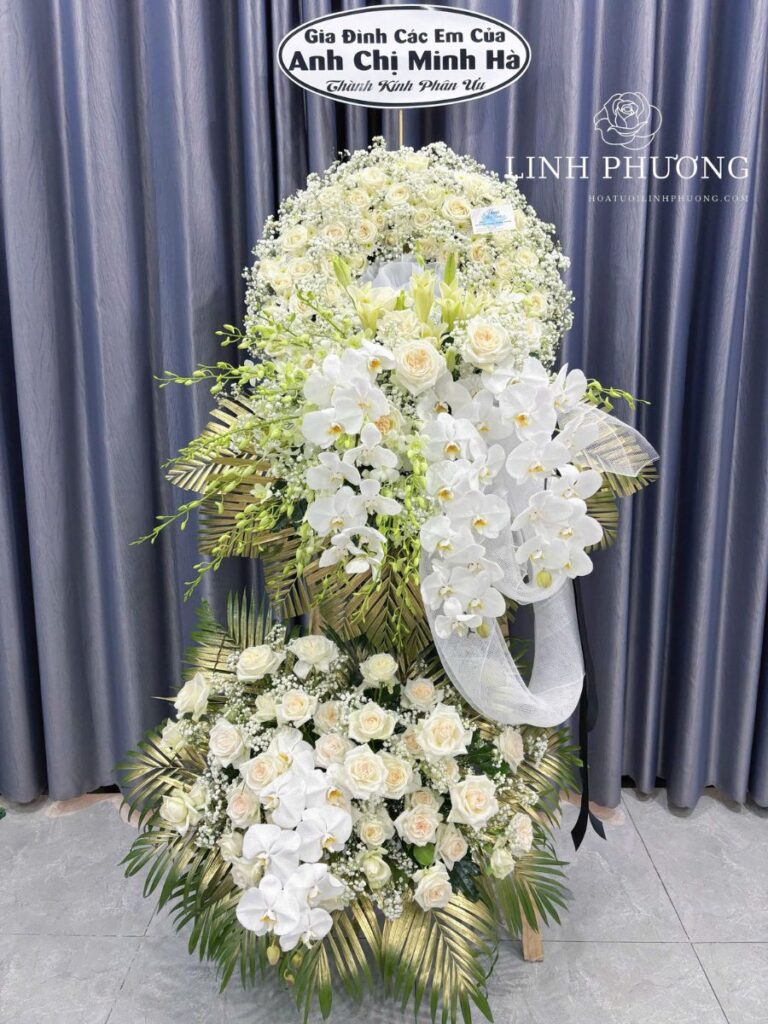 Kệ Hoa Đám Tang Cao Cấp Tone Trắng